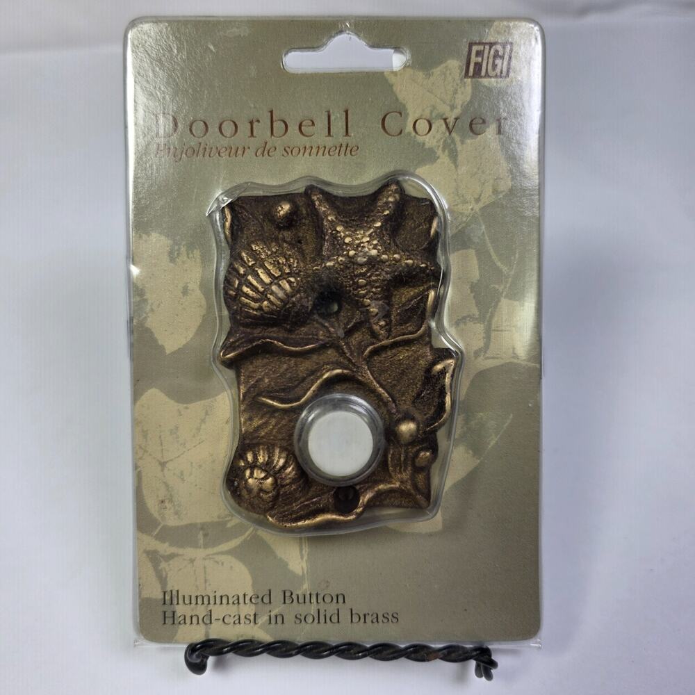 FIGI Solid Brass Seashell Doorbell Cover Illuminated Button Coastal Nautical New